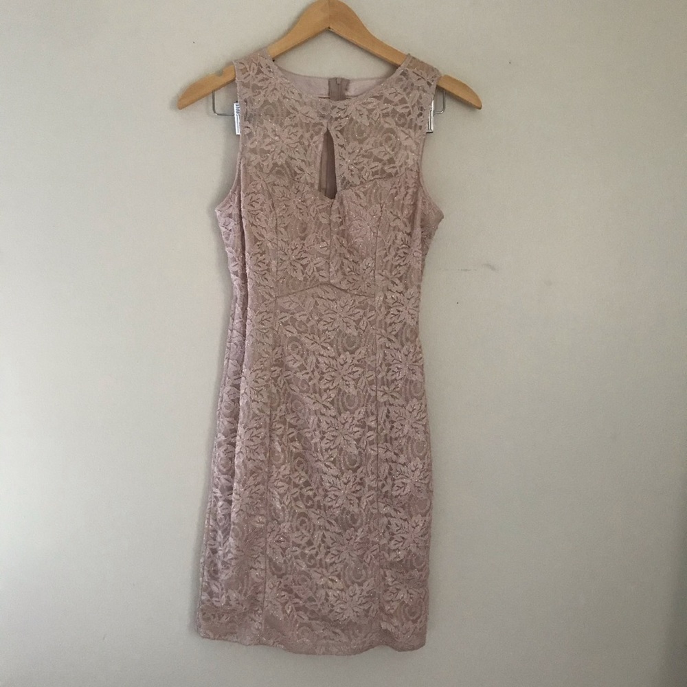 Tan and glittery mid dress